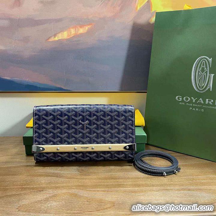 Discount Goyard Original Monte-Carlo Clutch With Leather Strap 8981 Navy Blue