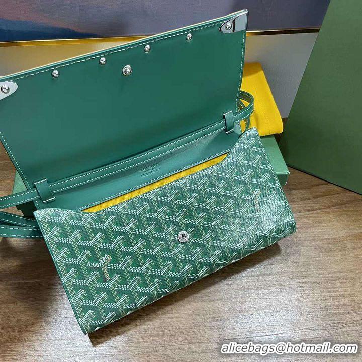 Best Price Goyard Original Monte-Carlo Clutch With Leather Strap 8981 Green