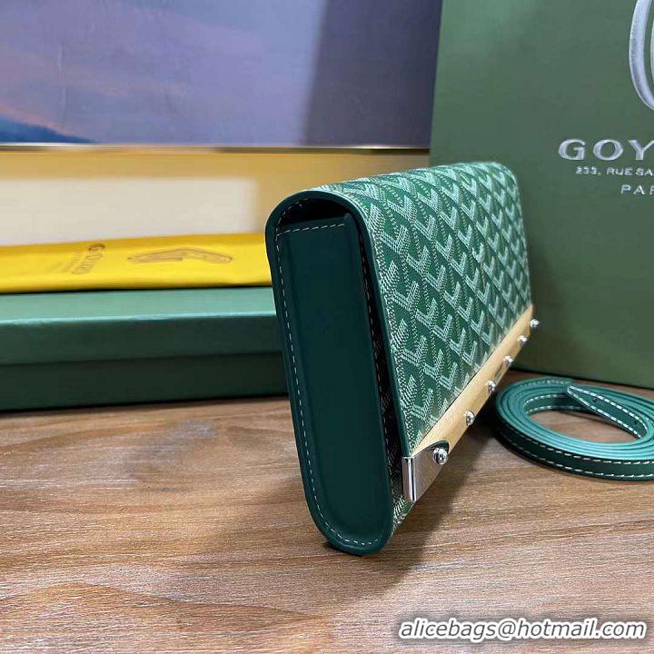 Best Price Goyard Original Monte-Carlo Clutch With Leather Strap 8981 Green