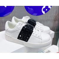 Low Price Valentino Open Skate Calfskin Sneakers with Crystal White/Black 122478