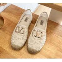 Grade Quality Valentino VLogo Lace Espadrilles White 122647