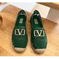 Stylish Valentino VLogo Lace Espadrilles Green 122649