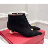 Pretty Style Valentino Roman Stud Suede Ankle Boots 5cm Black 122897