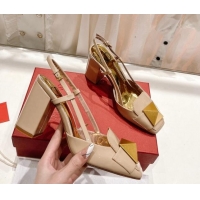 Low Price Valentino ONE STUD Patent Leather Slingback Pumps 9.5cm Nude 022508