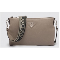 Top Quality Prada Leather shoulder bag 1BH050 gray