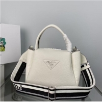 Top Grade Prada Calf leather bag 1BC145 white