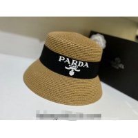 Good Product Prada Bucket Straw Hat 021609 Khaki 2023