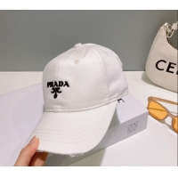 Reasonable Price Prada Canvas Baseball Hat 030789 White 2023