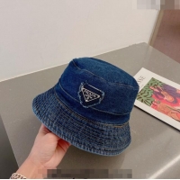 Luxurious Prada Denim Bucket Hat 030811 Dark Blue 2023