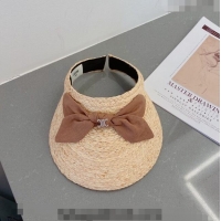 Pretty Style Celine Visor Straw Hat with Bow 030831 Beige/Brown 2023