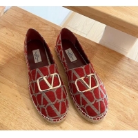 Luxury Valentino Toile Iconographe Fabric Espadrilles Red 323139