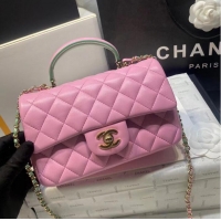 Top Quality Chanel MINI FLAP BAG WITH TOP HANDLE AS2431 Lilac & Light Green