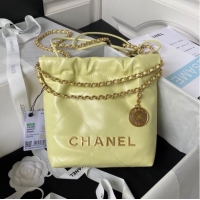 Well Crafted CHANEL 22 MINI HANDBAG AS3980 Light Yellow