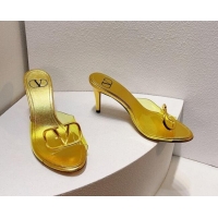 Duplicate Valentino VLogo PVC Heel Slide Sandals 8cm Gold 324005