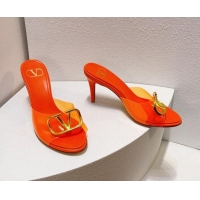 Purchase Valentino VLogo PVC Heel Slide Sandals 8cm Orange 324006