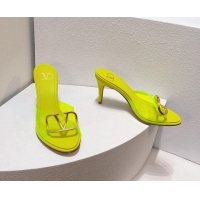 Top Grade Valentino VLogo PVC Heel Slide Sandals 8cm Yellow 324010