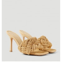 ​New Design Bottega Veneta Lido 90 Woven Raffia Sandals BV8010 Beige