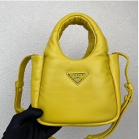 Buy Fashionable Prada Small padded Soft nappa-leather bag 1BA359 yellow