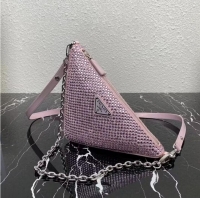 Shop Promotional Prada Crystal-studded satin pouch 1NQ044 pink