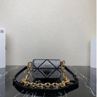 Good Product Prada Crystal-studded satin pouch 1HD339 black