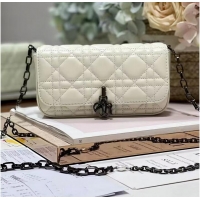 Promotional LADY DIOR PHONE POUCH Aesthetic Cannage Lambskin S0977O white