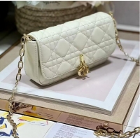 Inexpensive LADY DIOR PHONE POUCH Aesthetic Cannage Lambskin S0977ONM white