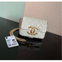 Popular Style Chanel MINI FLAP BAG Lambskin & Gold-Tone Metal AS3854 white