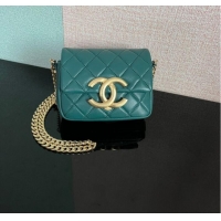 Top Quality Chanel MINI FLAP BAG Lambskin & Gold-Tone Metal AS3854 khaki