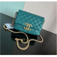 Grade Quality Chanel SMALL FLAP BAG Lambskin & Gold-Tone Metal AS3855 blue