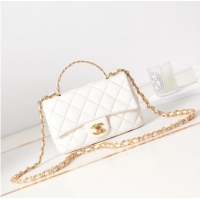 Famous Brand Chanel MINI FLAP BAG WITH TOP HANDLE AS4023 white