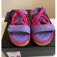 ​Promotional Chanel Cord Flat Sandals G34602 Pink Purple