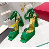 Low Price Valentino One Stud Sandals in Patent Leather 9cm Green 331016