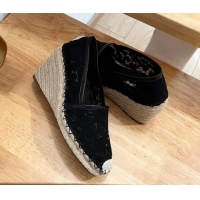 Hot Style Valentino Lace Wedge Espadrilles 9cm Black 403017