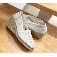 Stylish Valentino Lace Wedge Espadrilles 9cm White 403018