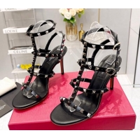 Purchase Valentino Rockstud Ankle Strap Heel Calfskin Sandals 9cm Black 403026