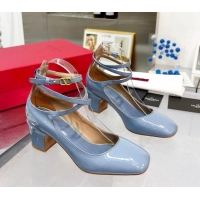 Hot Style Valentino Tan-Go Patent Leather Pumps 6cm Blue 403029