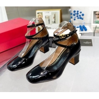 Popular Style Valentino Tan-Go Patent Leather Pumps 6cm Black 403032