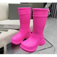 Luxury Balenciaga Crocs Rubber Rain Boots Pink 103101