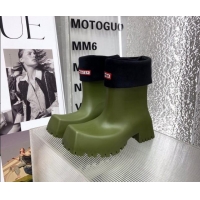 Stylish Balenciaga Hunrer Trooper Rubber Rain Boots Green 103107