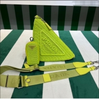 Super Quality Prada Raffia Triangle Shoulder Bag 1BH190 Citron Green