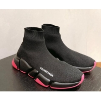 Unique Style Balenciaga Speed 2.0 Graffiti Knit Sneakers Black/Pink 122223