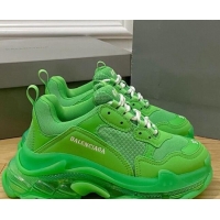 Unique Style Balenciaga Triple S Clear Sole Trainers Grass Green 2122230