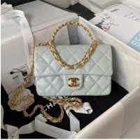 Spot Bulk Chanel SMALL FLAP BAG WITH TOP HANDLE AS4023 Ice blue