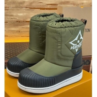 Durable Louis Vuitton Polar Flat Half Boots in Nylon and Leather Green 101085