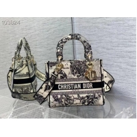 Unique Style Dior MEDIUM LADY D-LITE BAG Denim Multicolor Dior Jardin Magique Embroidery M0565ORZI-3