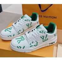 Good Product Louis Vuitton LV Print Trainer Sneakers White/Green 101091