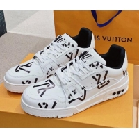 Stylish Louis Vuitton LV Print Trainer Sneakers White/Black 101092