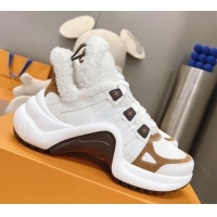 Perfect Louis Vuitton Archlight Sneakers with Shearling White/Brown 101442