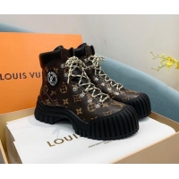 Popular Style Louis Vuitton Ruby Flat Ranger Monogram Canvas Lace-up Boots 110224