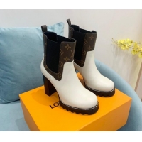 Charming Louis Vuitton Star Trail Ankle Boots 9.5cm in Leather and Monogram Canvas White 110227